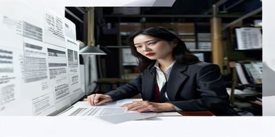 四虎影院内容总监林晓雯，在影视资料室中翻阅内容评审报告，专注而认真，体现出她对影视内容质量把控的高度专业性与责任感